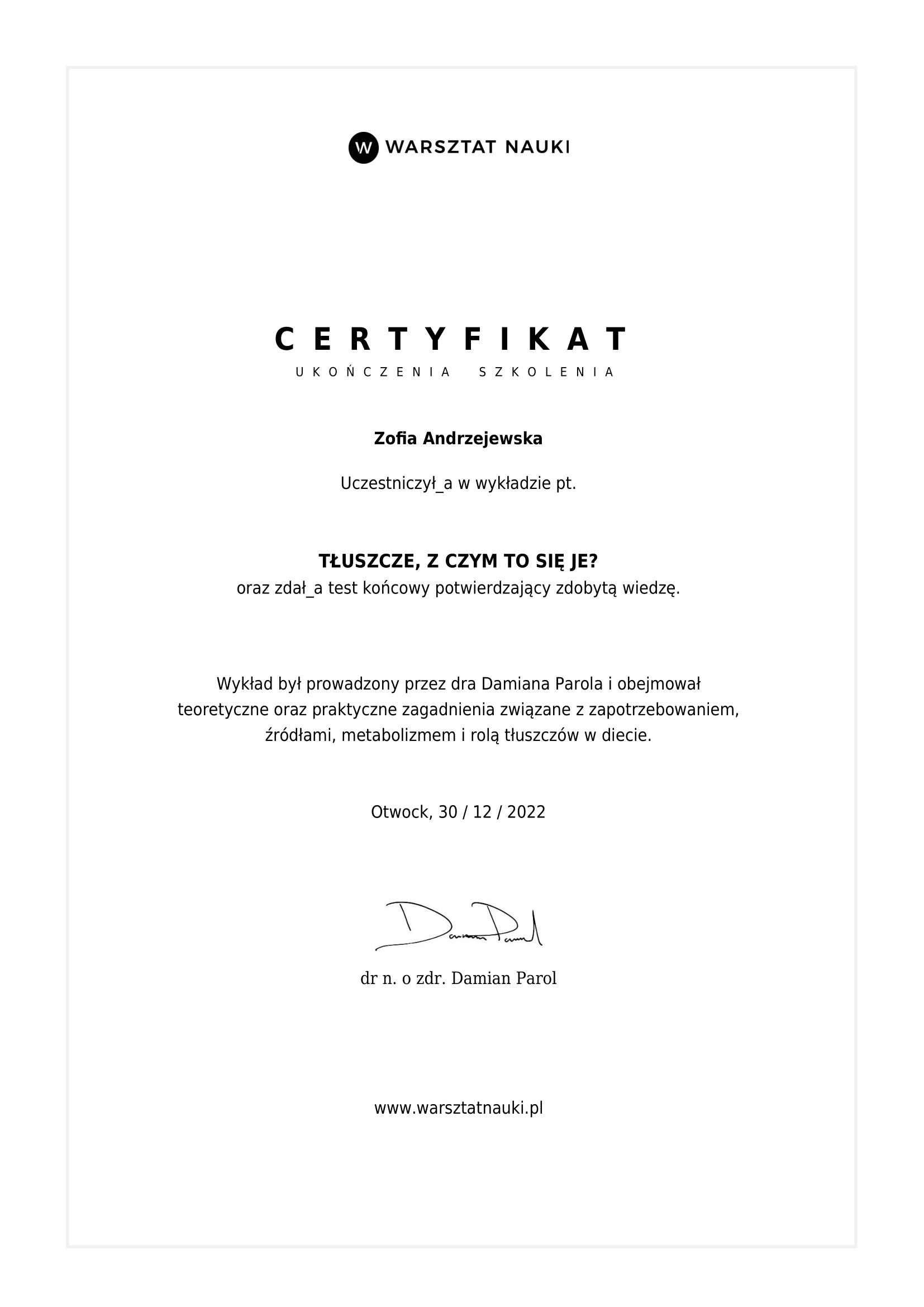 certyfikat
