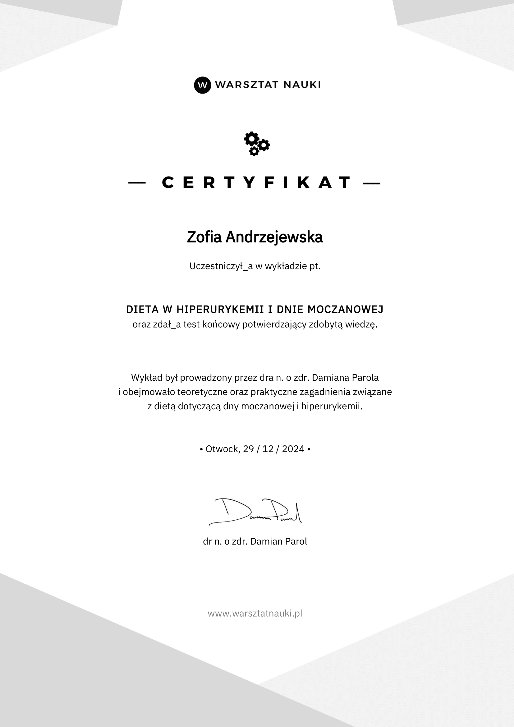certyfikat